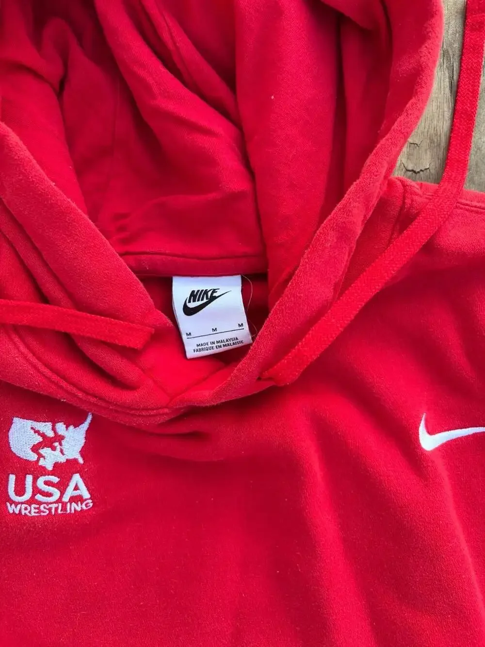 Nike USA Wrestling Red Pullover Hoodie Sweatshirt